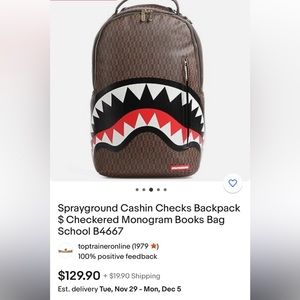 Cashing Checks Authentic Sprayground Backpack. Comes with Tags Not Attached